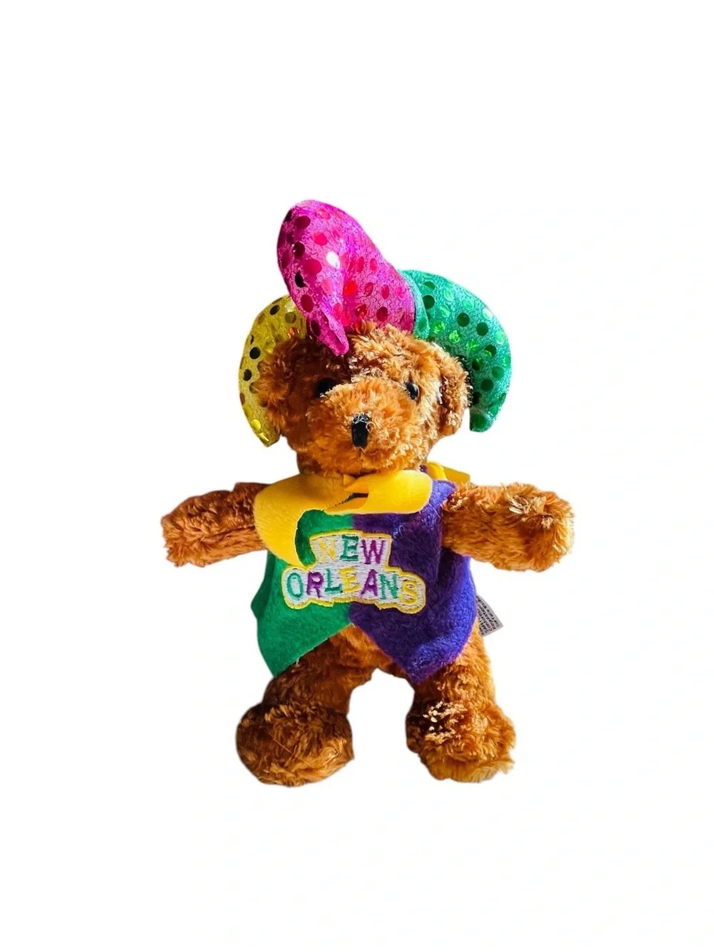 Mardi Gras Bear Plush - Purple Green Yellow